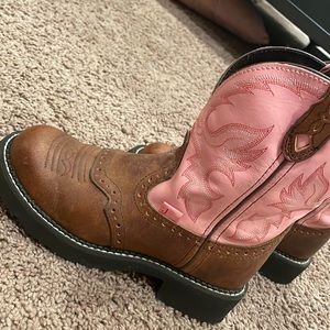 Justin boots ladies pink 6b
